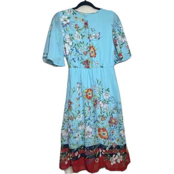 SUPERFOXX V-Neck Dress‎ Womens Sz XS Empire Waist Cottagecore Floral Feminine - Picture 3 of 11